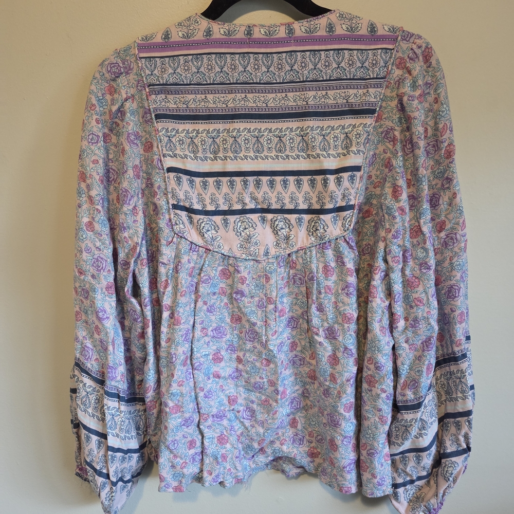Lucky Brand Pastel Paisley Lace-Up Peasant Tunic - Picture 5 of 11